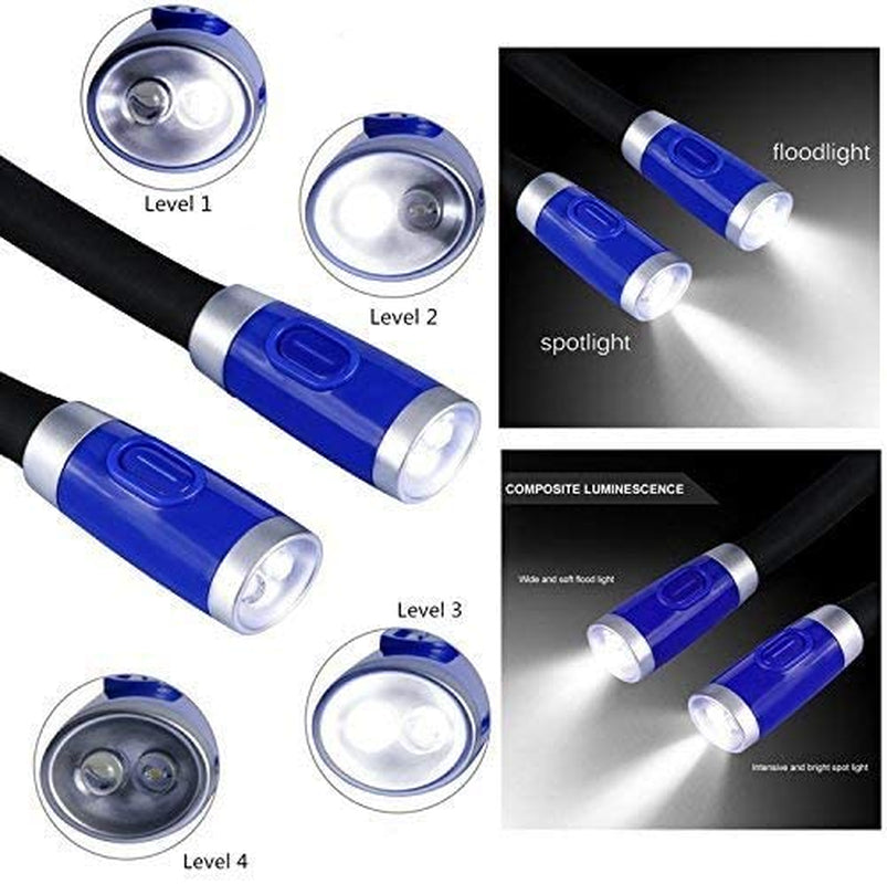 Rechargeable LED Book Light, Neck Hug, Hands-Free,  Super Flexible, 3 Adjustable Brightness Levels