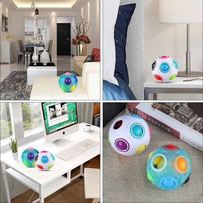 Set of 2 Rainbow Puzzle Ball Cube Magic Rainbow Ball Puzzle Bundle Stress Fidget Ball Brain Teasers