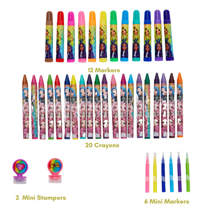 150 Pieces Rainbow High Girls Art Set Stickers Markers and Crayons for Kids 