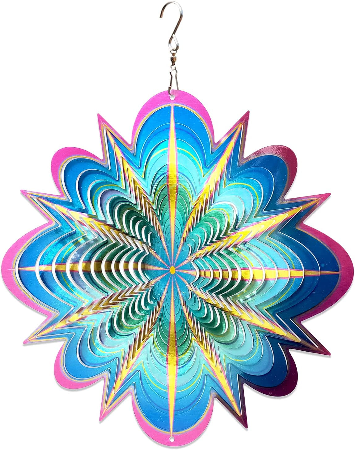  Tree of Life 6inch 3D Stainless Steel Laser Cut Metal Art Geometric Pattern Worth Gift - Hanging Wind Spinner Kinetic Yard Art Decorations - Indoor/Outdoor Décor