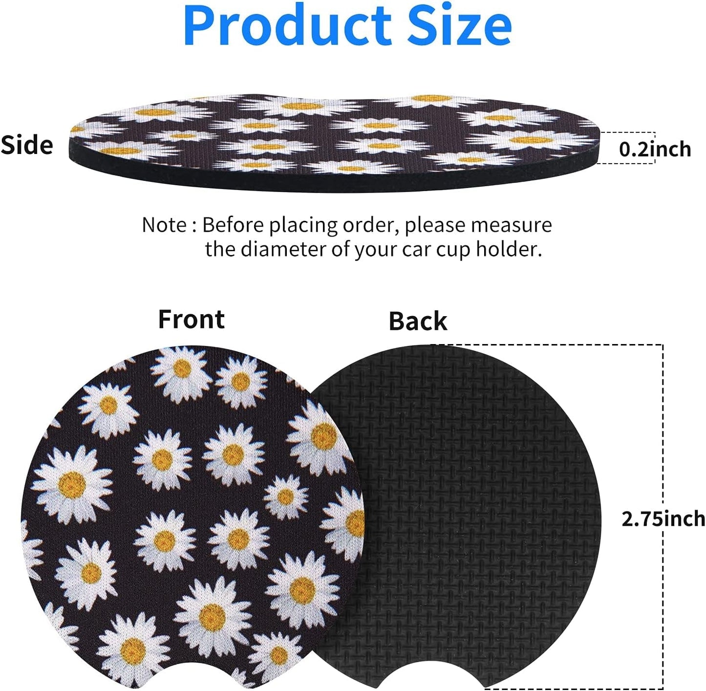  2 Pack Car Coasters for Cup Holders