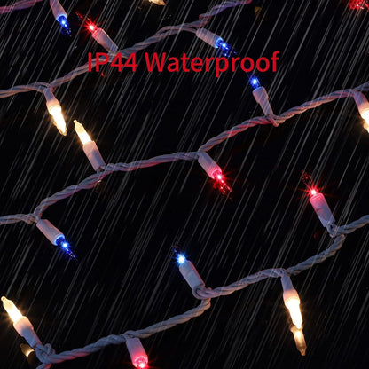  Patriotic String Lights, 100 Count 19.6 FT July 4th Mini White Wire Fairy Lights, 120V UL Certified Connectable Incandescent Independence Day