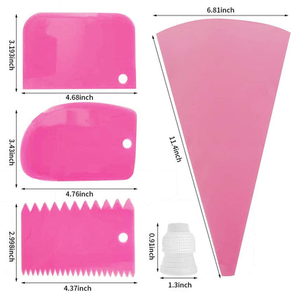 21Pcs Piping Bags and Tips Set,Reusable Silicone Pastry Bag with Stainless Steel Nozzle Icing Tips Set, Icing Smoother & Couplers &Sealing Clip for Baking Decorating Cake Tool