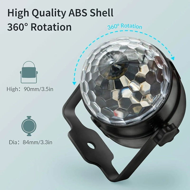 3 Pack DJ Disco Ball Strobe Lights with 7 Colors - Sound Activated with Remote Control