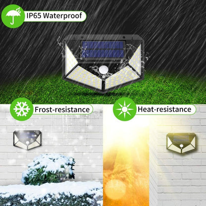 6 Pack  Motion Sensor Security Lights 100LED, Uibetux IP65 Waterproof Solar Powered Wireless Fence Lights with 270° Wide Angle