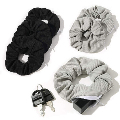 Pocket Scrunchies Hair Ties with Hidden Zipper 