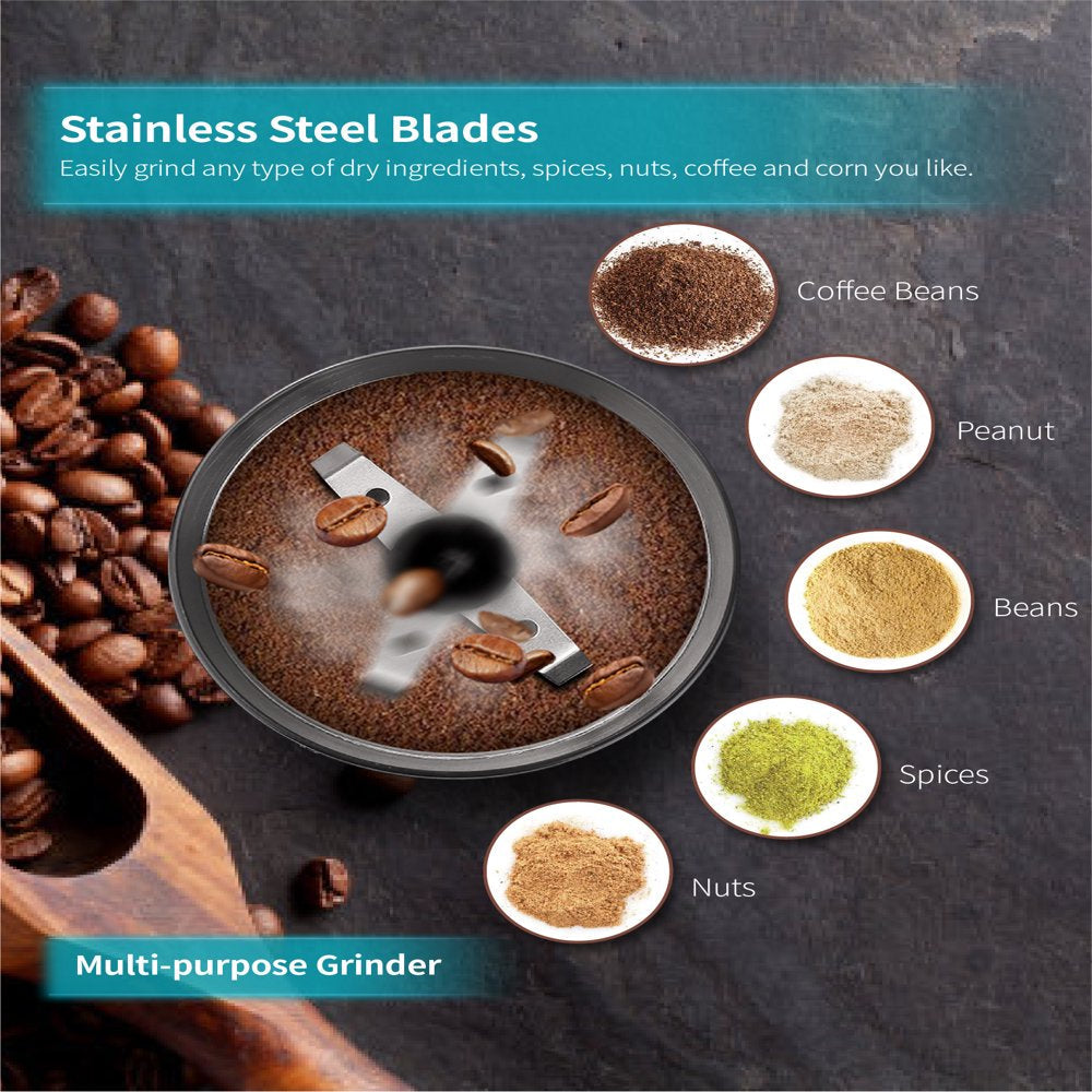Black Electric Coffee Grinder with Stainless Steel Blades, New Condition
