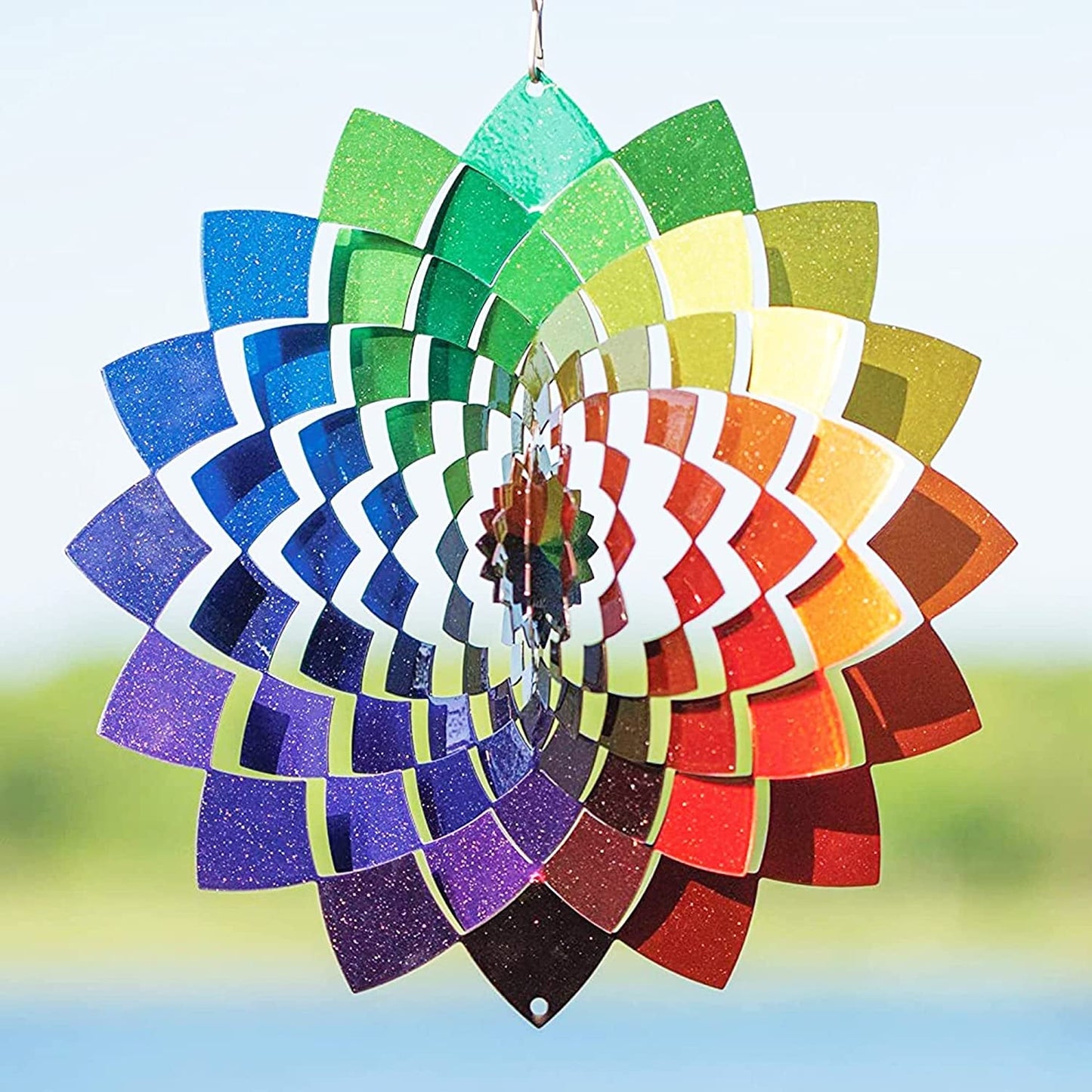  Kinetic Wind Spinner for Yard and Garden Wind Spinner Outdoor Metal Large Hanging Plantary Decor 3D Garden Art Wind Sculpture Spinners Kinetic Art Garden Decorations