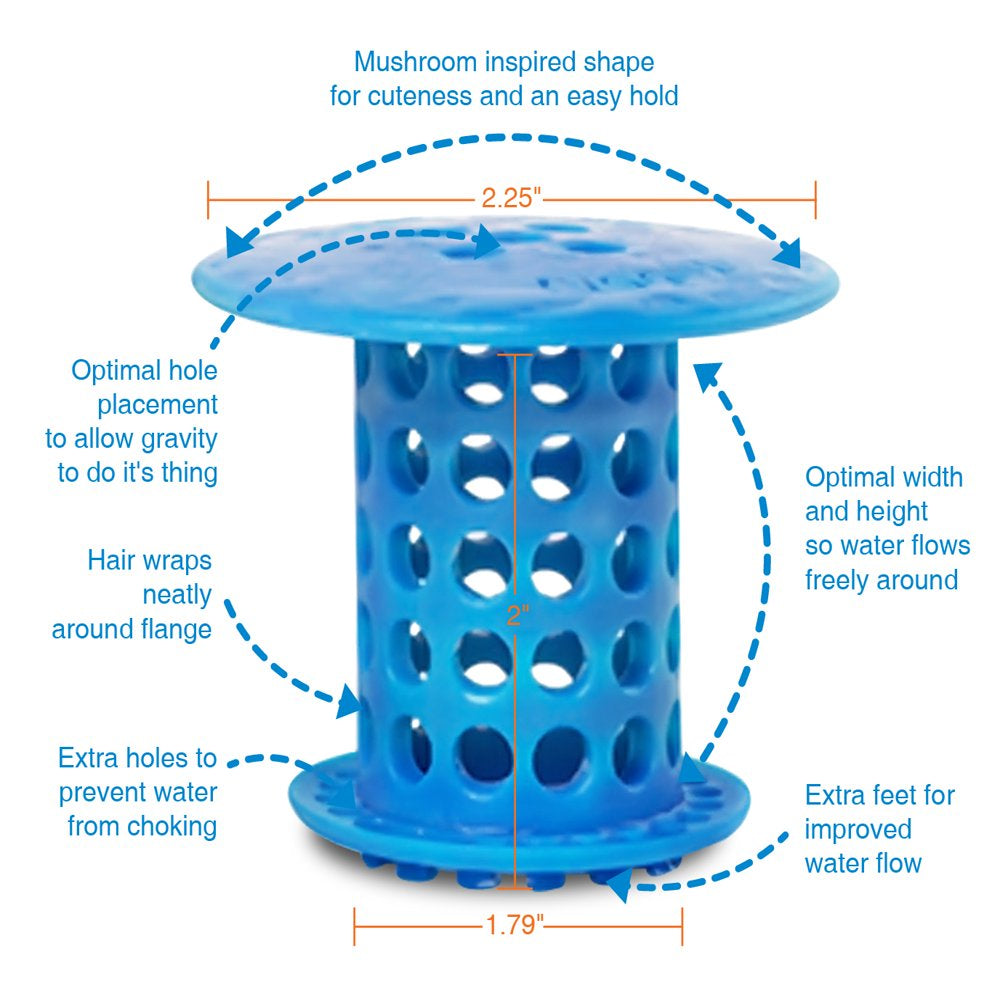 Tubshroom Revolutionary Hair Catcher Drain Protector for Tub Drains (No More Clogs) Blue