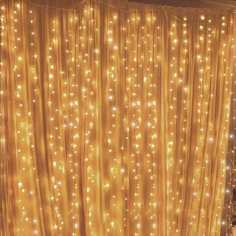  300 LED Window Curtain String Lights For  Wedding, Party, Home, Garden, Bedroom, Warm White