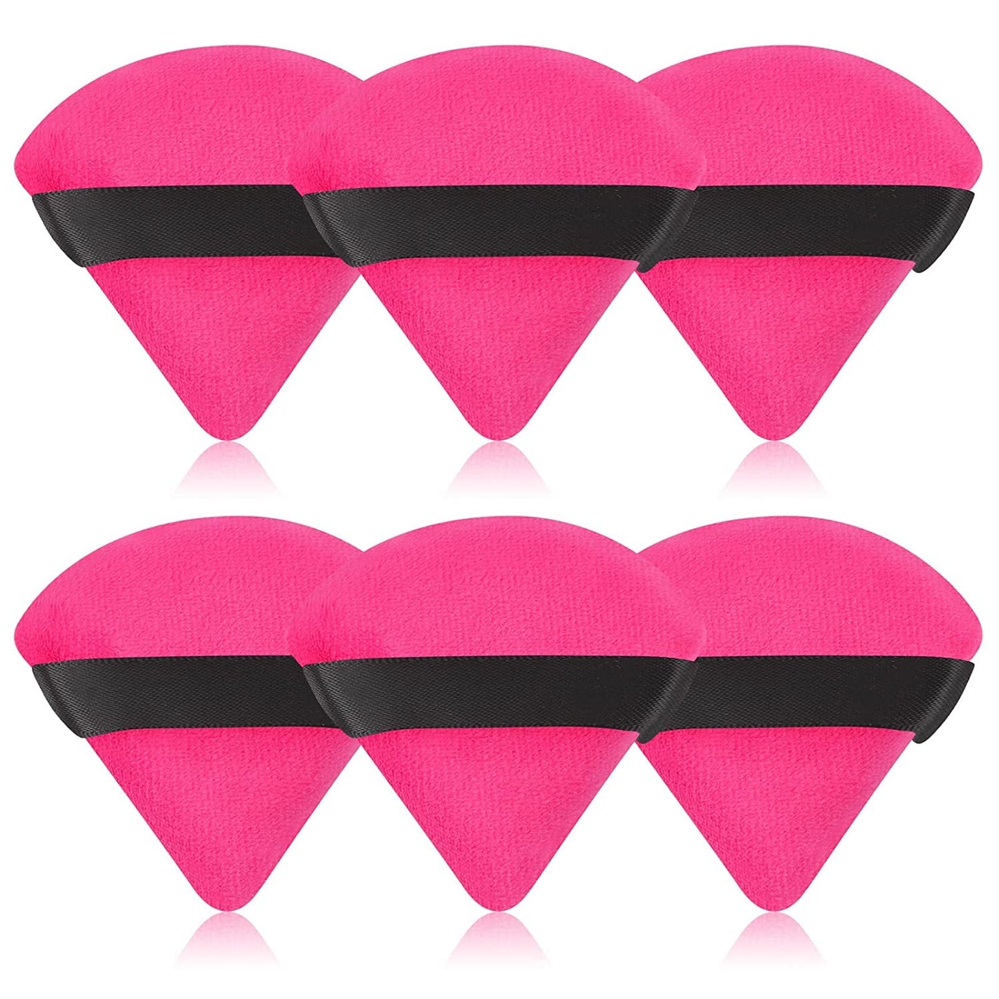 6 Pieces Powder Puff Face Soft Triangle Makeup Puff for Loose Powder Body Powder, Wedge Shape Velour Cosmetic Sponge for Contouring, Under Eyes and Corners, Beauty Makeup Tools