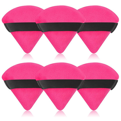 6 Pieces Powder Puff Face Soft Triangle Makeup Puff for Loose Powder Body Powder, Wedge Shape Velour Cosmetic Sponge for Contouring, Under Eyes and Corners, Beauty Makeup Tools