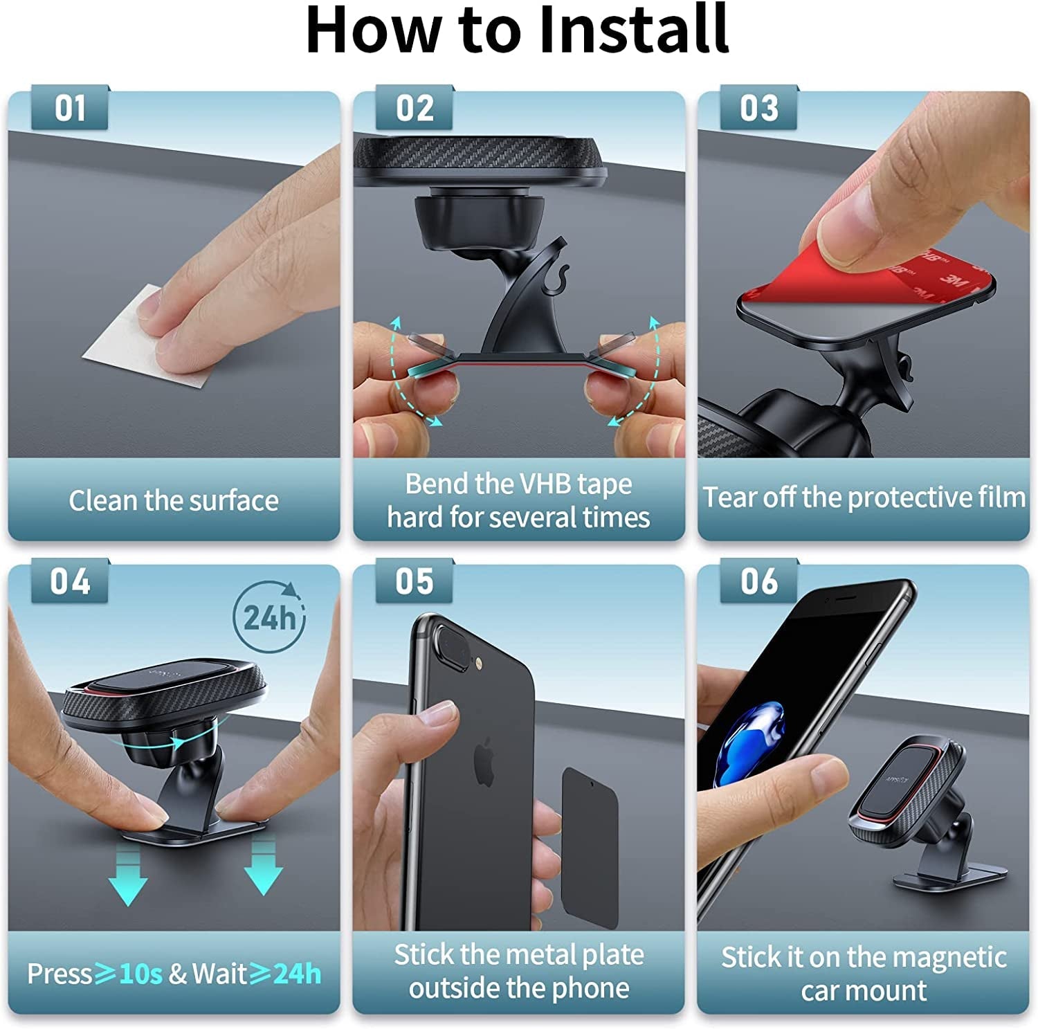 [2 Pack] Magnetic Phone Holder for Car