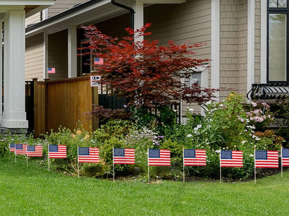  12 Pack Small American Flags on Stick, Small US Flags/Mini American Flag on Stick 4x6 Inch US American Hand Held Stick Flags with Kid-Safe Spear Top