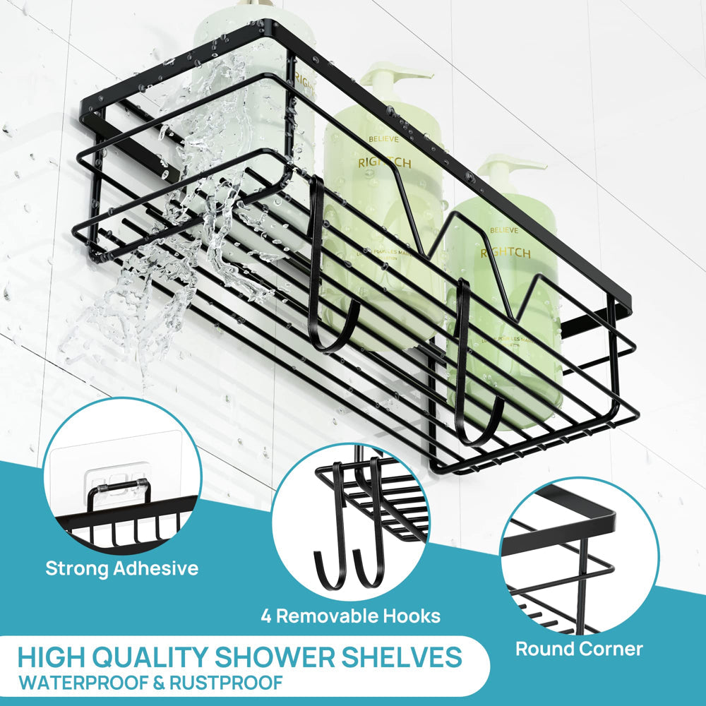 5 Pack Shower Caddy Shelf Organizer,  No Drilling Adhesive Wall Mounted Bathroom Organizer Basket