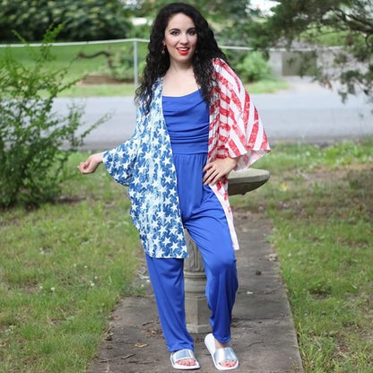 Women's American Flag Kimono  Cover Up Lightweight 