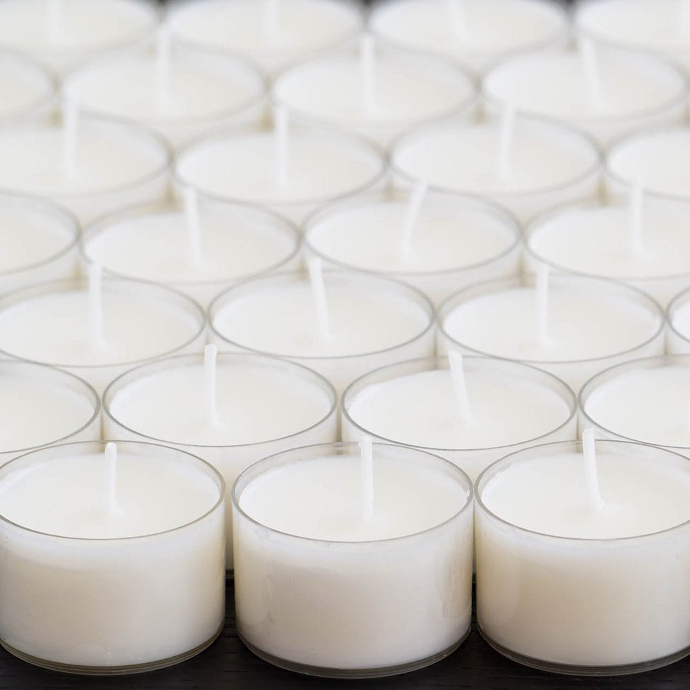 96 Pack Unscented Long Burning Clear Cup Tealight Candles with 8 Hour Burn Time