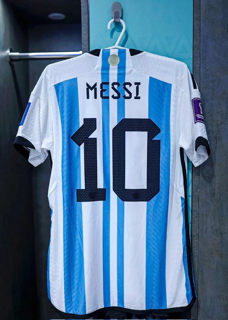 Messi #10 Premium Soccer 2022 Argentina World Cup Champions Home Jersey by Adidas