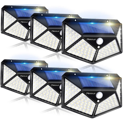 6 Pack Solar Outdoor Lights, 100LED/3 Modes 270° Lighting Angle Motion Sensor Security Lights