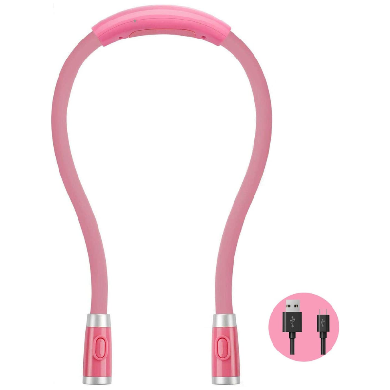 Rechargeable LED Book Light, Neck Hug, Hands-Free,  Super Flexible, 3 Adjustable Brightness Levels