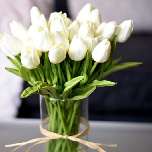 10 Tulip Heads - Colorful Artificial Bouquet
