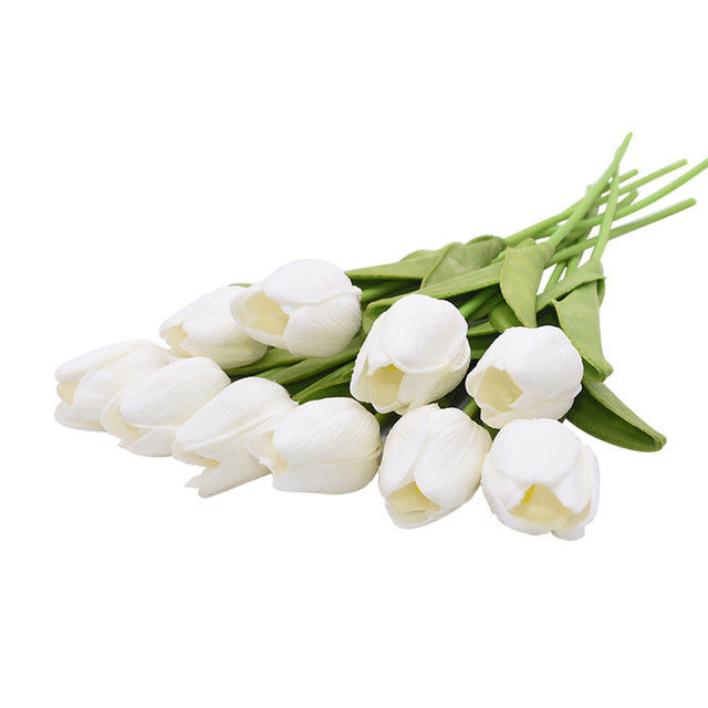 10 Tulip Heads - Colorful Artificial Bouquet