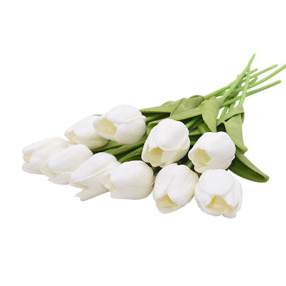 10 Tulip Heads - Colorful Artificial Bouquet