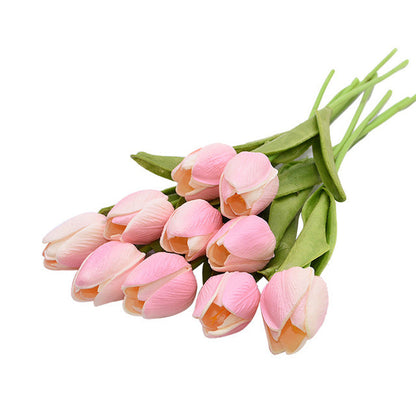 10 Tulip Heads - Colorful Artificial Bouquet