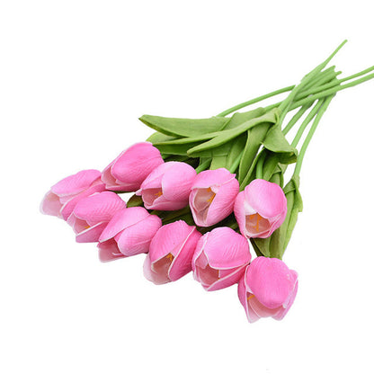10 Tulip Heads - Colorful Artificial Bouquet