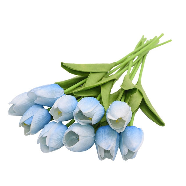 10 Tulip Heads - Colorful Artificial Bouquet