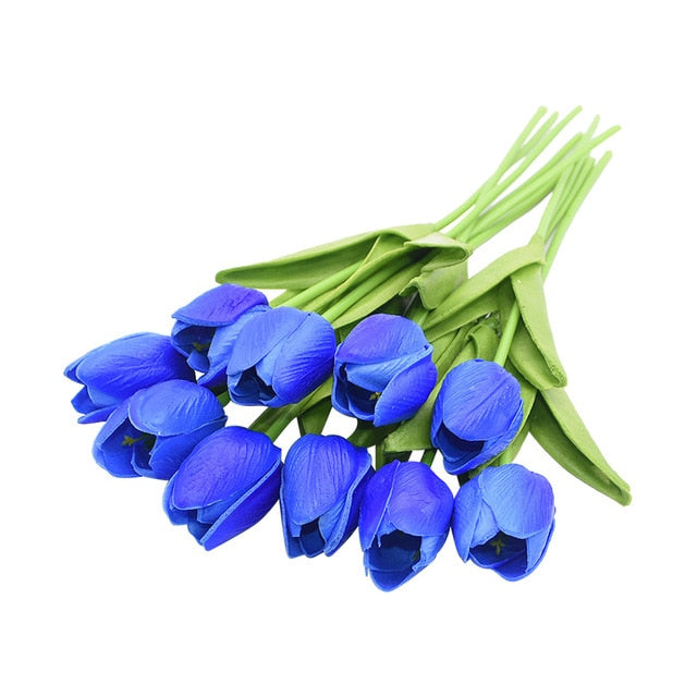 10 Tulip Heads - Colorful Artificial Bouquet