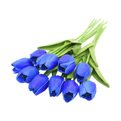 10 Tulip Heads - Colorful Artificial Bouquet