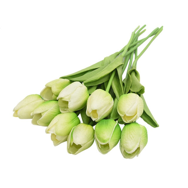 10 Tulip Heads - Colorful Artificial Bouquet