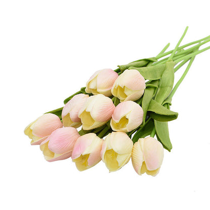 10 Tulip Heads - Colorful Artificial Bouquet