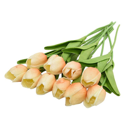 10 Tulip Heads - Colorful Artificial Bouquet