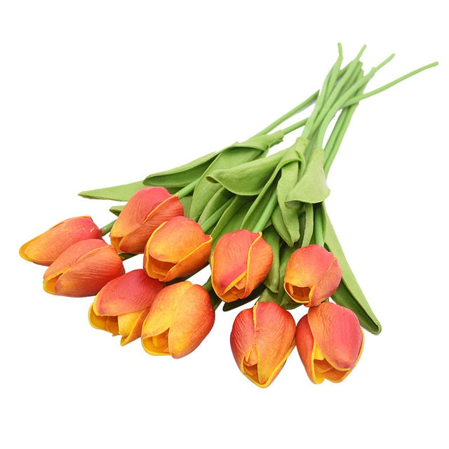 10 Tulip Heads - Colorful Artificial Bouquet
