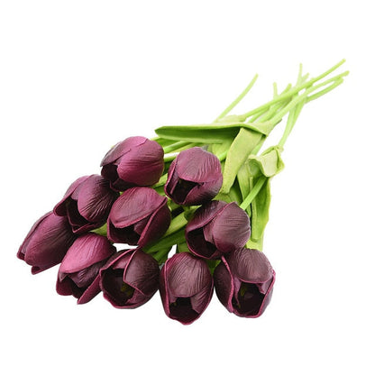 10 Tulip Heads - Colorful Artificial Bouquet