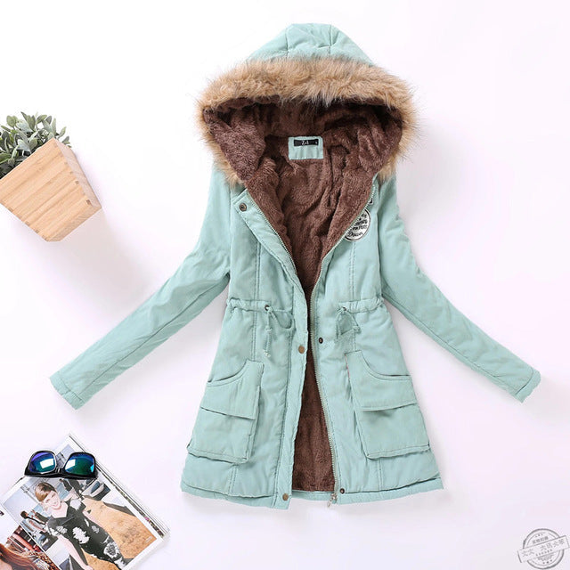 Women's Casual Warm Thick Hooded Parka Jacket