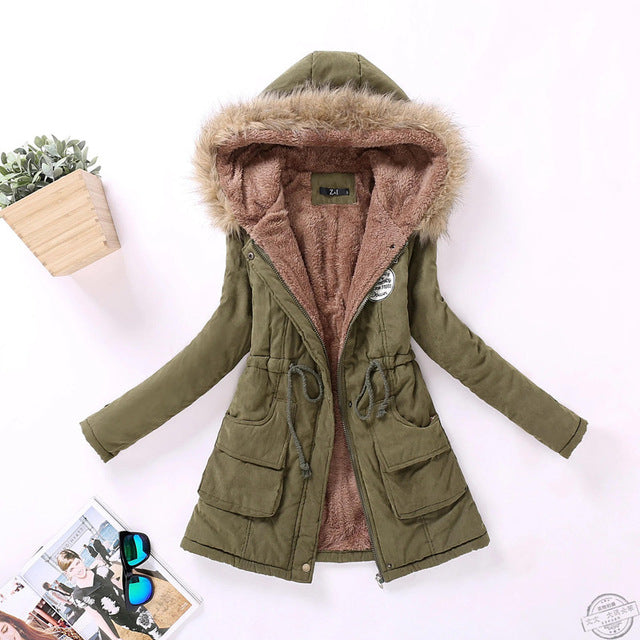 Women's Casual Warm Thick Hooded Parka Jacket