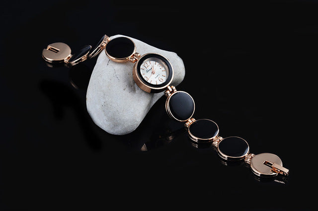 Women Watch Ladies Nobler Fashion Casual 5 Colors Wafer Design Round Dial Bracelet Watch Mujor Quartz Wristwatch Female Relojes