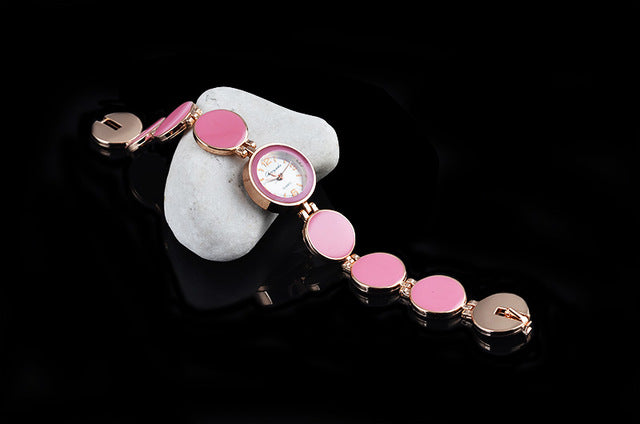 Women Watch Ladies Nobler Fashion Casual 5 Colors Wafer Design Round Dial Bracelet Watch Mujor Quartz Wristwatch Female Relojes