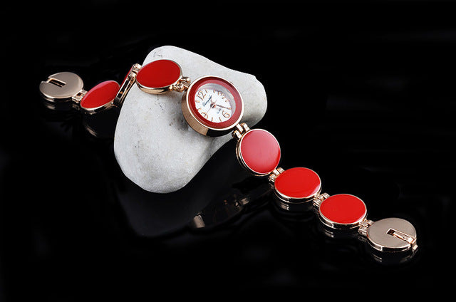 Women Watch Ladies Nobler Fashion Casual 5 Colors Wafer Design Round Dial Bracelet Watch Mujor Quartz Wristwatch Female Relojes