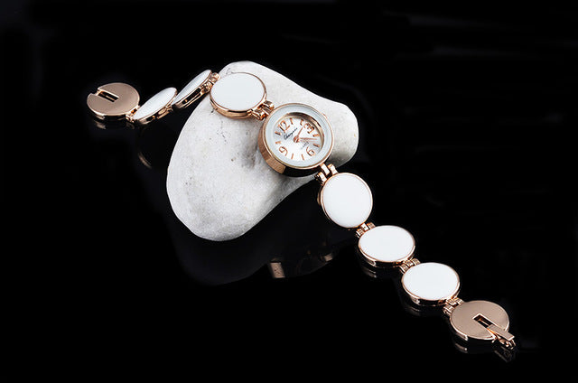 Women Watch Ladies Nobler Fashion Casual 5 Colors Wafer Design Round Dial Bracelet Watch Mujor Quartz Wristwatch Female Relojes