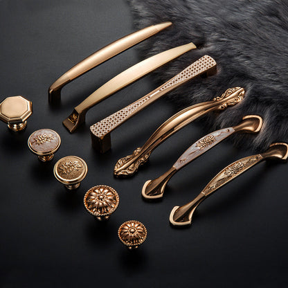 5pcs Gold Door Handles Noble Drawer Pulls Kitchen Cabinet Knobs and Handles Fittings for Furniture Handles Hardware Accessories