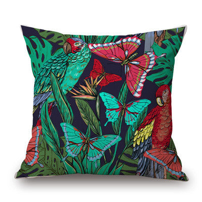 Fashion High Quality Cotton Linen Tropical plant Flowers Grass  Decorative Throw Pillow Case Cushion Cover Sofa Home Decor