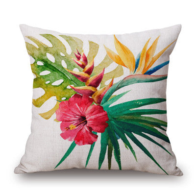 Fashion High Quality Cotton Linen Tropical plant Flowers Grass  Decorative Throw Pillow Case Cushion Cover Sofa Home Decor