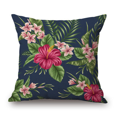 Fashion High Quality Cotton Linen Tropical plant Flowers Grass  Decorative Throw Pillow Case Cushion Cover Sofa Home Decor