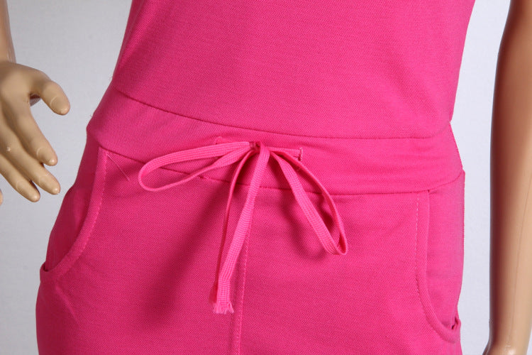 Summer Women Dress Fashion Solid Cotton Slim Fit Pockets Pencil Dresses Work Sleeveless   Casual Dress Robe Femme