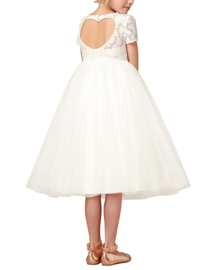 iiniim Brand New Flower Girl Dresses White Ivory Real Party Pageant Communion Dress Little Girls Kids Children Dress for Wedding