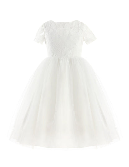 iiniim Brand New Flower Girl Dresses White Ivory Real Party Pageant Communion Dress Little Girls Kids Children Dress for Wedding